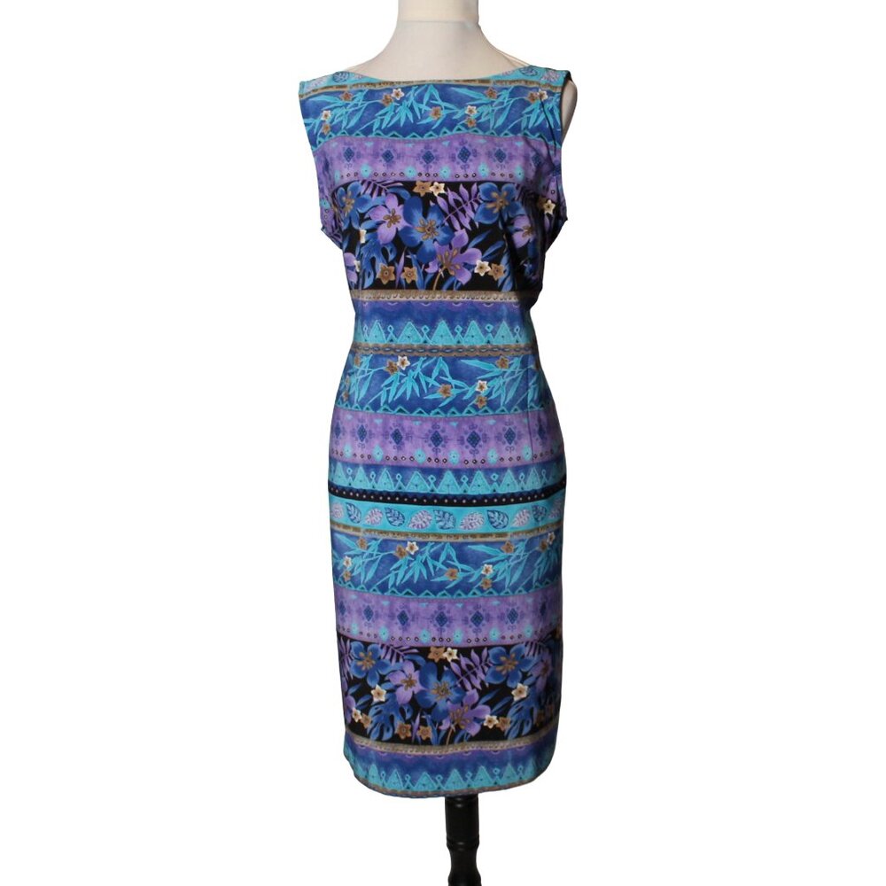VTG 90s Tropical Kathie Lee Sheath Dress Resortwear Tropical Summer